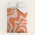 Retro Liquid Swirl Abstract Pattern in Orange and Pale Blush Pink Comforter Gallery Image 6