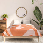 Retro Liquid Swirl Abstract Pattern in Orange and Pale Blush Pink Comforter Gallery Image 3
