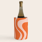 Retro Liquid Swirl Abstract Pattern in Orange and Pale Blush Pink Wine Chiller Gallery Image 2