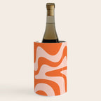 Retro Liquid Swirl Abstract Pattern in Orange and Pale Blush Pink Wine Chiller Gallery Image 3
