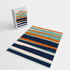 Stripes Abstract, Orange, Teal, Navy Jigsaw Puzzle Gallery Image 2