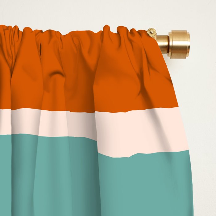 Stripes Abstract, Orange, Teal, Navy Window Curtain Gallery Image 2