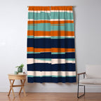 Stripes Abstract, Orange, Teal, Navy Window Curtain Gallery Image 5