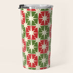 Mid Century Modern Atomic Stars Checkered Christmas Retro Starburst Pattern Travel Mug Gallery Image 3