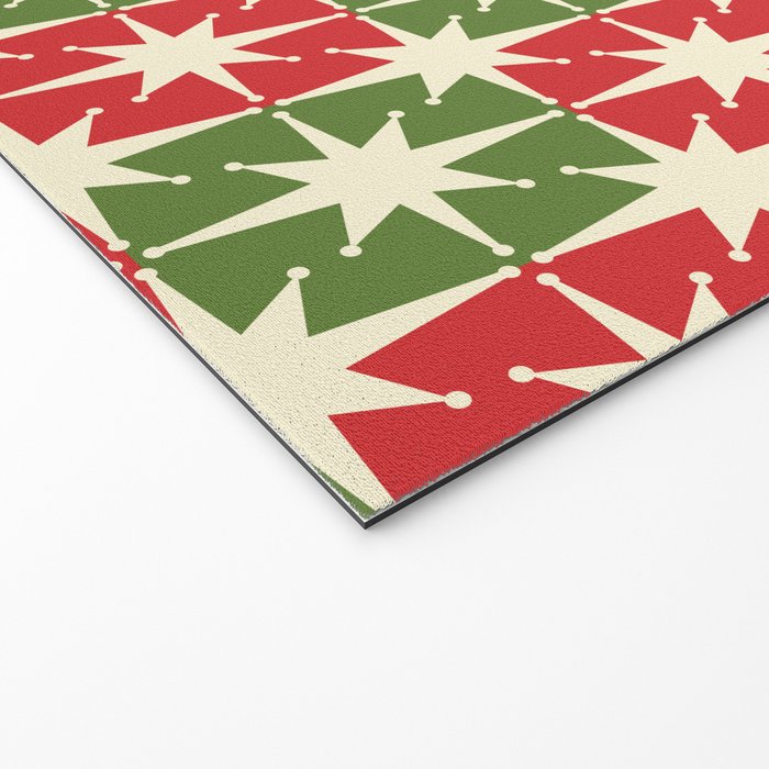 Mid Century Modern Atomic Stars Checkered Christmas Retro Starburst Pattern Welcome Mat Gallery Image 2