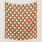 Mid Century Modern Atomic Stars Checkered Christmas Retro Starburst Pattern Wall Tapestry Gallery Image 4