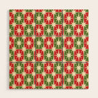Mid Century Modern Atomic Stars Checkered Christmas Retro Starburst Pattern Wood Wall Art Gallery Image 1
