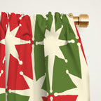 Mid Century Modern Atomic Stars Checkered Christmas Retro Starburst Pattern Window Curtain Gallery Image 2