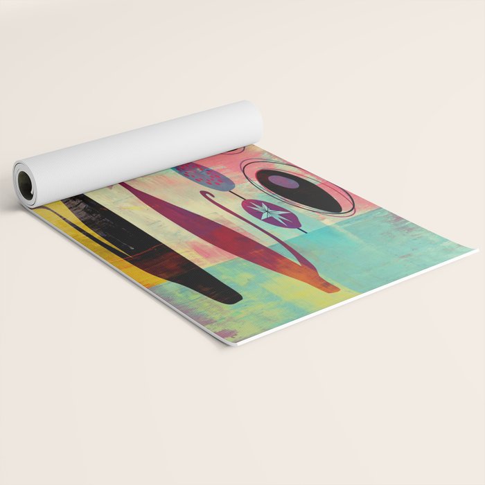 Mid-Century Modern 2 Cats - Graffiti Style Yoga Mat Gallery Image 2