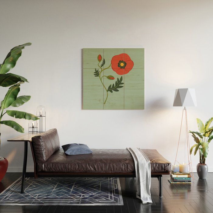 Red Poppy Wood Wall Art Gallery Image 2