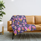 Purple Violet Luna Moths Throw Blanket Gallery Image 1