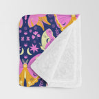 Purple Violet Luna Moths Throw Blanket Gallery Image 3