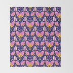 Purple Violet Luna Moths Throw Blanket Gallery Image 2