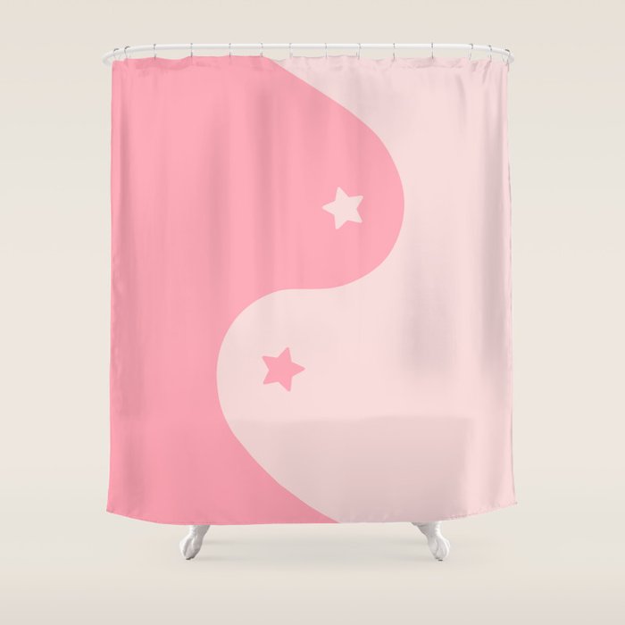 Pinkie Yin Yang Stars Shower Curtain Gallery Image 1