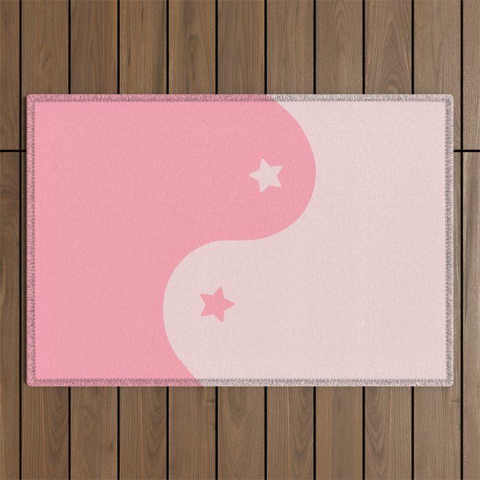 Pinkie Yin Yang Stars Outdoor Rug Gallery Image 1