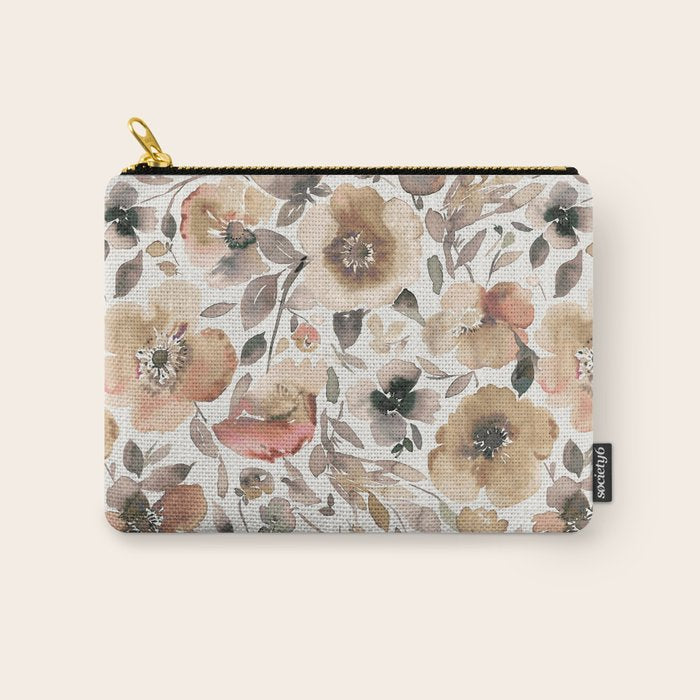 Harvest 2025 Artistic Poppies Autumn Blush Warm Watercolor Floral Rustic Carry All Pouch Gallery Image 1