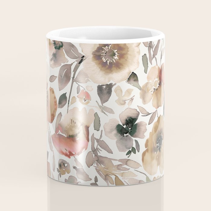 Harvest 2025 Artistic Poppies Autumn Blush Warm Watercolor Floral Rustic Coffee Mug Gallery Image 4
