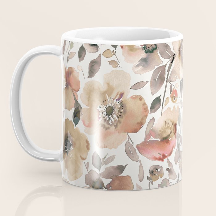 Harvest 2025 Artistic Poppies Autumn Blush Warm Watercolor Floral Rustic Coffee Mug Gallery Image 3
