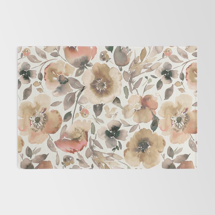 Harvest 2025 Artistic Poppies Autumn Blush Warm Watercolor Floral Rustic Rug Gallery Image 2