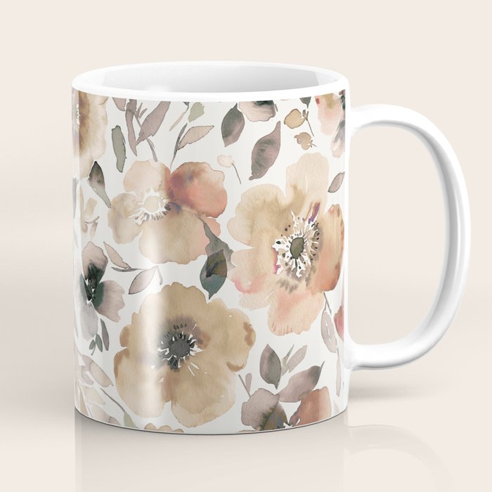 Harvest 2025 Artistic Poppies Autumn Blush Warm Watercolor Floral Rustic Coffee Mug Gallery Image 1