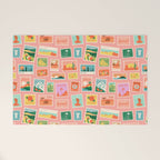 Vintage international world travel post card stamp pattern Welcome Mat Gallery Image 1