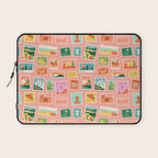 Vintage international world travel post card stamp pattern Laptop Sleeve Gallery Image 1