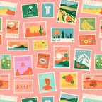 Vintage international world travel post card stamp pattern Coffee Mug Gallery Image 2