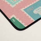 Vintage international world travel post card stamp pattern Desk Mat Gallery Image 4