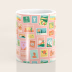 Vintage international world travel post card stamp pattern Coffee Mug Gallery Image 4