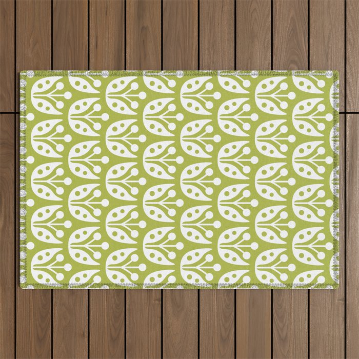 Mid Century Flower Pattern 5 Outdoor Rug Gallery Image 1