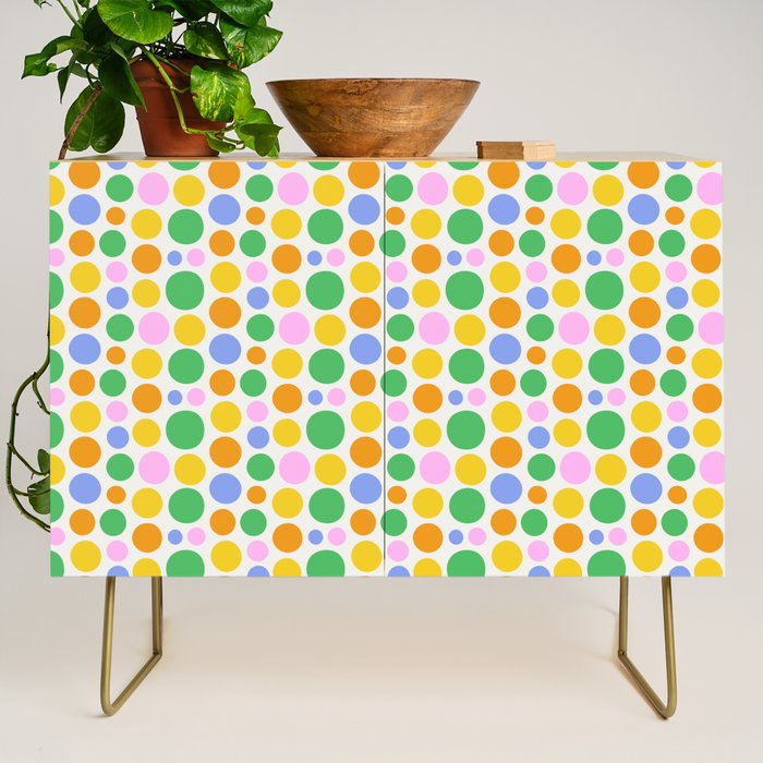 Colorful polka dot circle cartoon pattern Credenza Gallery Image 1