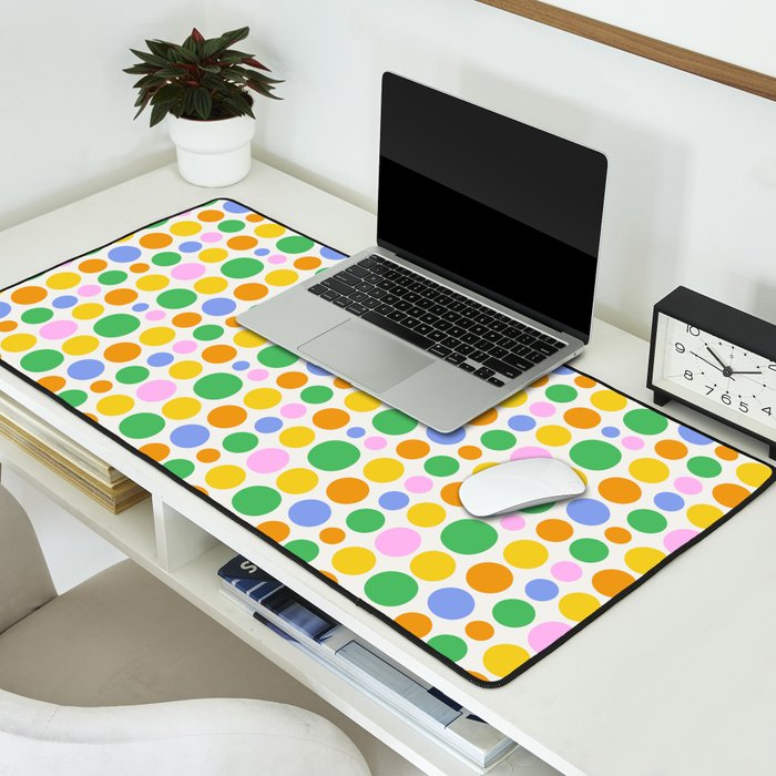 Colorful polka dot circle cartoon pattern Desk Mat Gallery Image 2