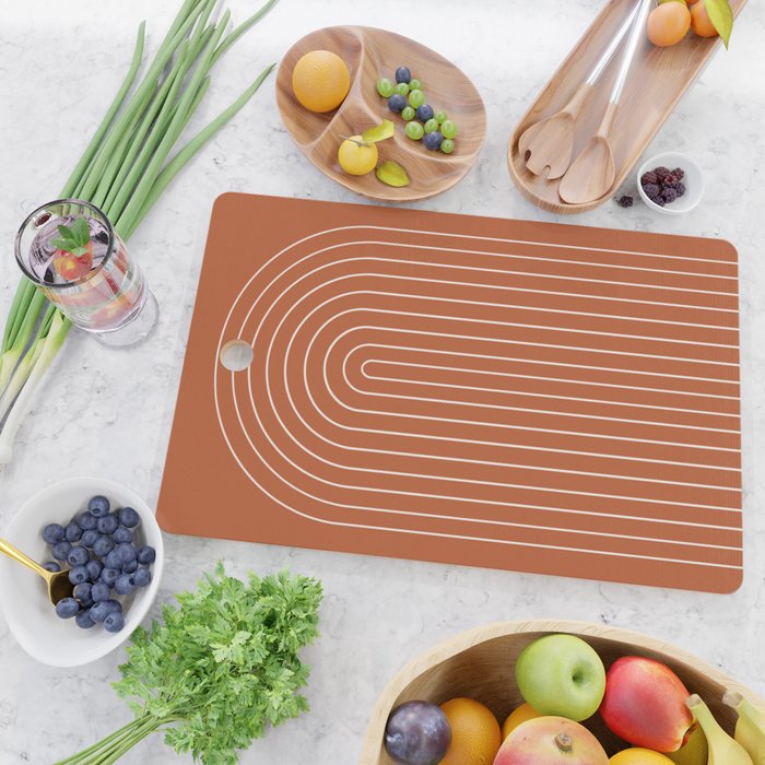 Minimal Arch XX Red Modern Geometric Lines Cutting Board Gallery Image 2