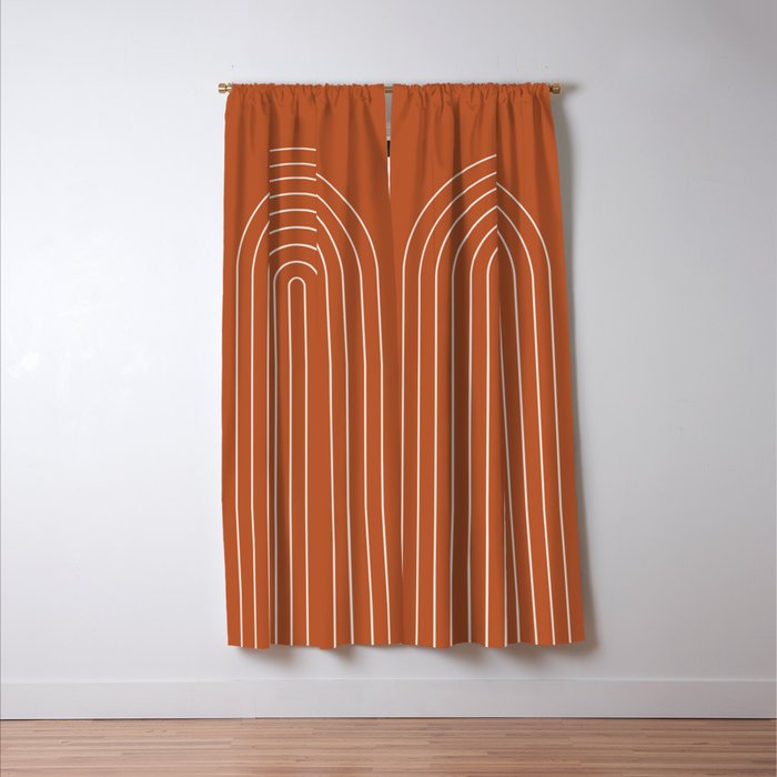 Minimal Arch XX Red Modern Geometric Lines Window Curtain Gallery Image 3