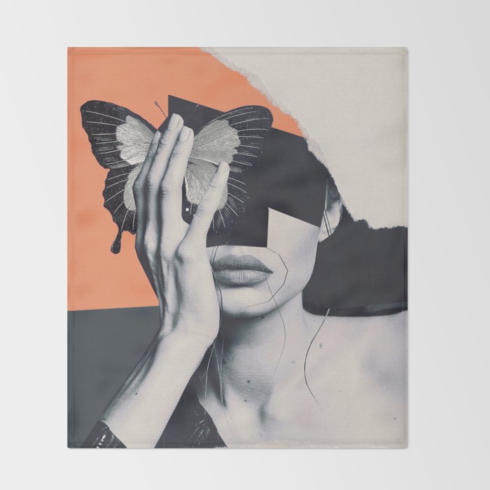 collage art / butterfly Throw Blanket Gallery Image 2