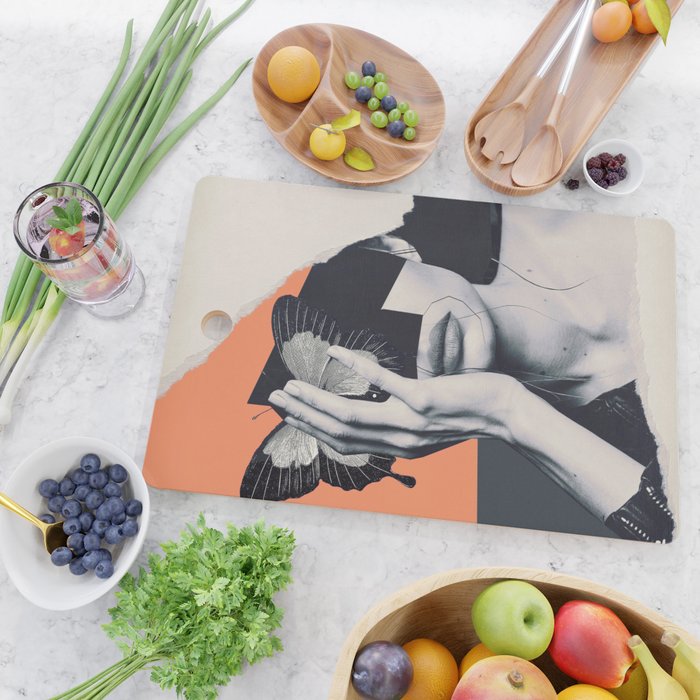 collage art / butterfly Cutting Board Gallery Image 2