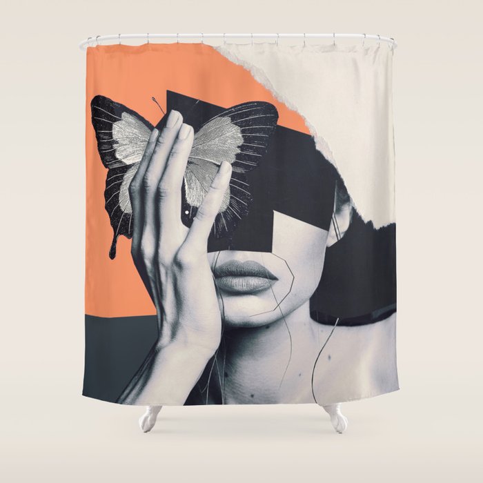 collage art / butterfly Shower Curtain Gallery Image 1