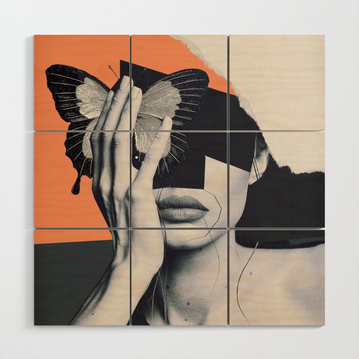 collage art / butterfly Wood Wall Art Gallery Image 1