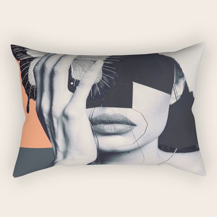 collage art / butterfly Rectangular Pillow Gallery Image 1