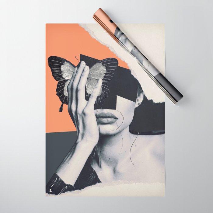 collage art / butterfly Wrapping Paper Gallery Image 1