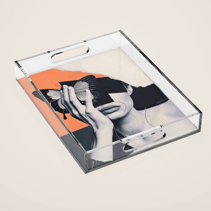 collage art / butterfly Acrylic Tray Gallery Image 1