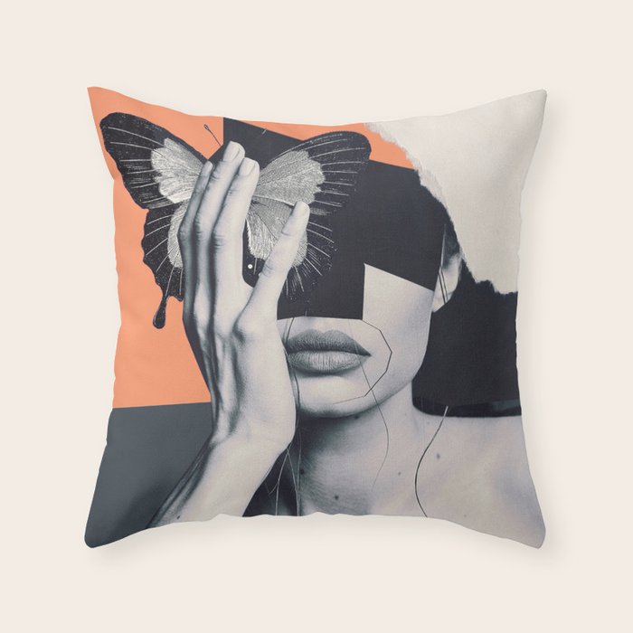 collage art / butterfly Throw Pillow Gallery Image 6