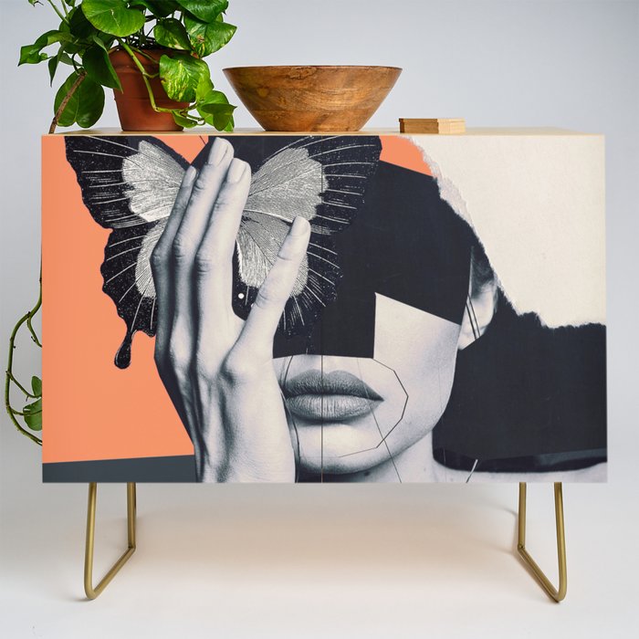 collage art / butterfly Credenza Gallery Image 1