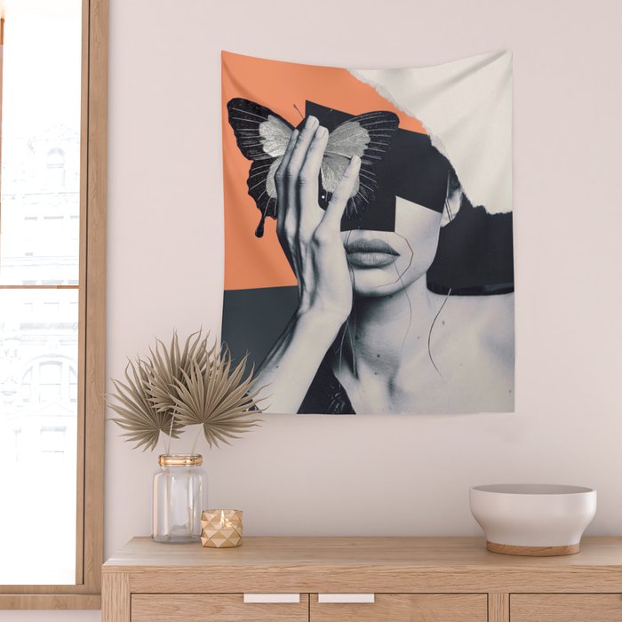 collage art / butterfly Wall Tapestry Gallery Image 2