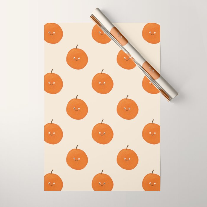 Kawaii Orange Wrapping Paper Gallery Image 1
