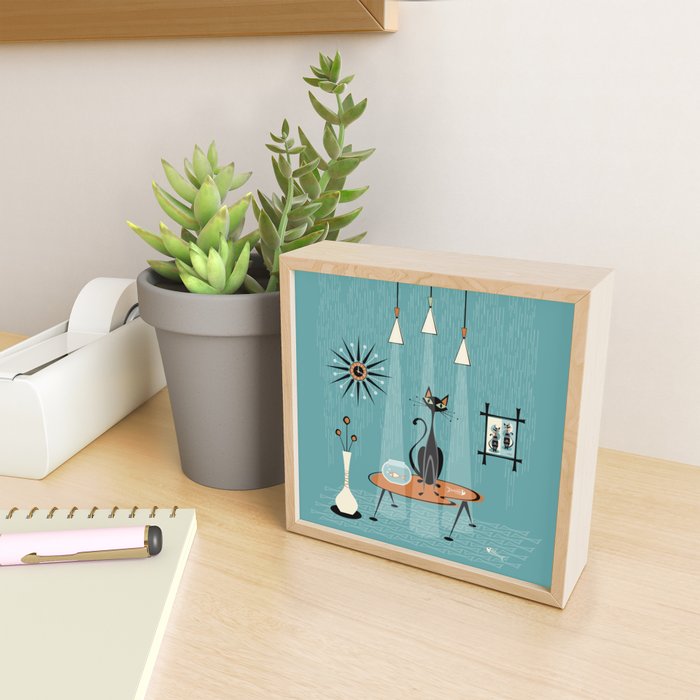 Mid Century Mishchief/ Cat Red Handed I Mini Art Print Gallery Image 2