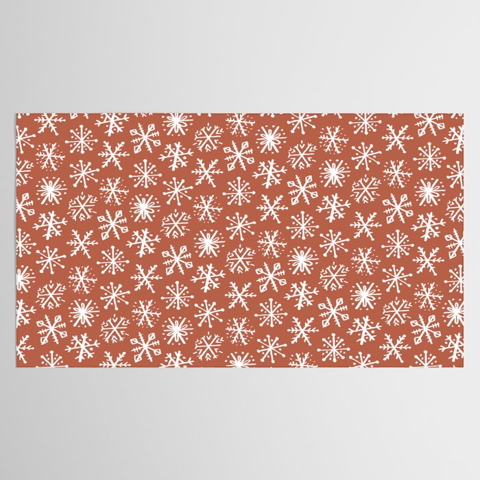 Boho Snow . Rust Red Tablecloth Gallery Image 2