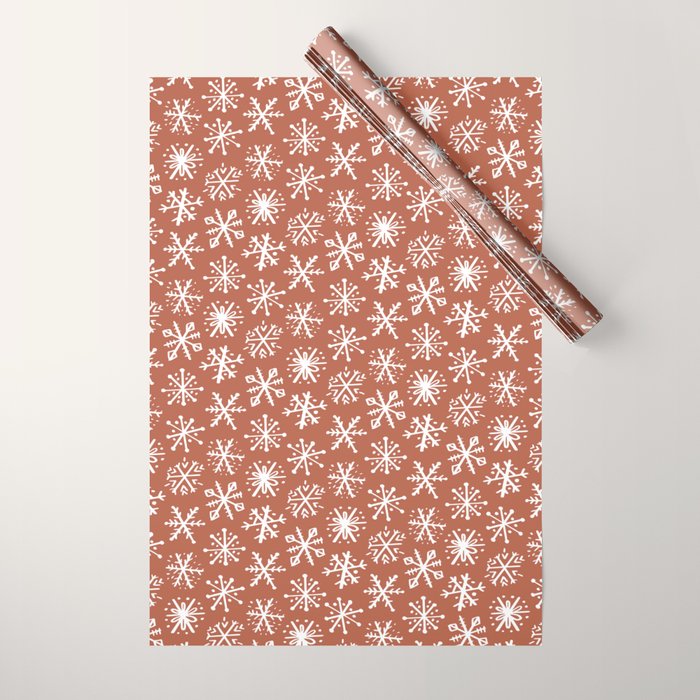 Boho Snow . Rust Red Wrapping Paper Gallery Image 1