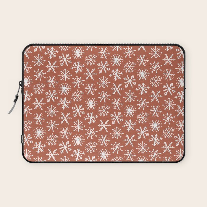 Boho Snow . Rust Red Laptop Sleeve Gallery Image 1