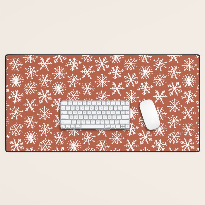 Boho Snow . Rust Red Desk Mat Gallery Image 1